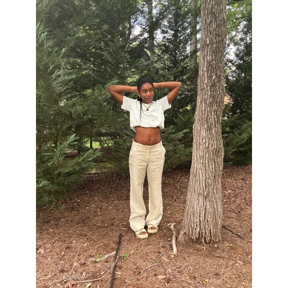 J.Crew 100% Linen Wide Leg Trouser Pants
